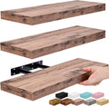 Floating Shelves for Wall – 16 Inch Floating Shelf for Kitchen, Bedroom, Living Room, Bathroom, Home & Wall Decor - Mounted Bathroom Shelves with Invisible Brackets (Mahogany, 3 Pack)